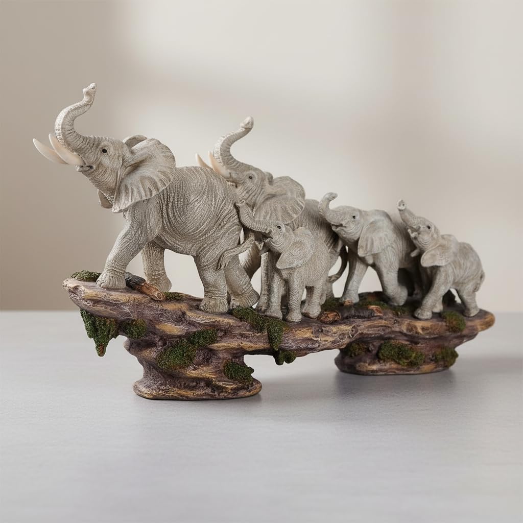 14 Inch Elephant Statue, African Family Figurine
