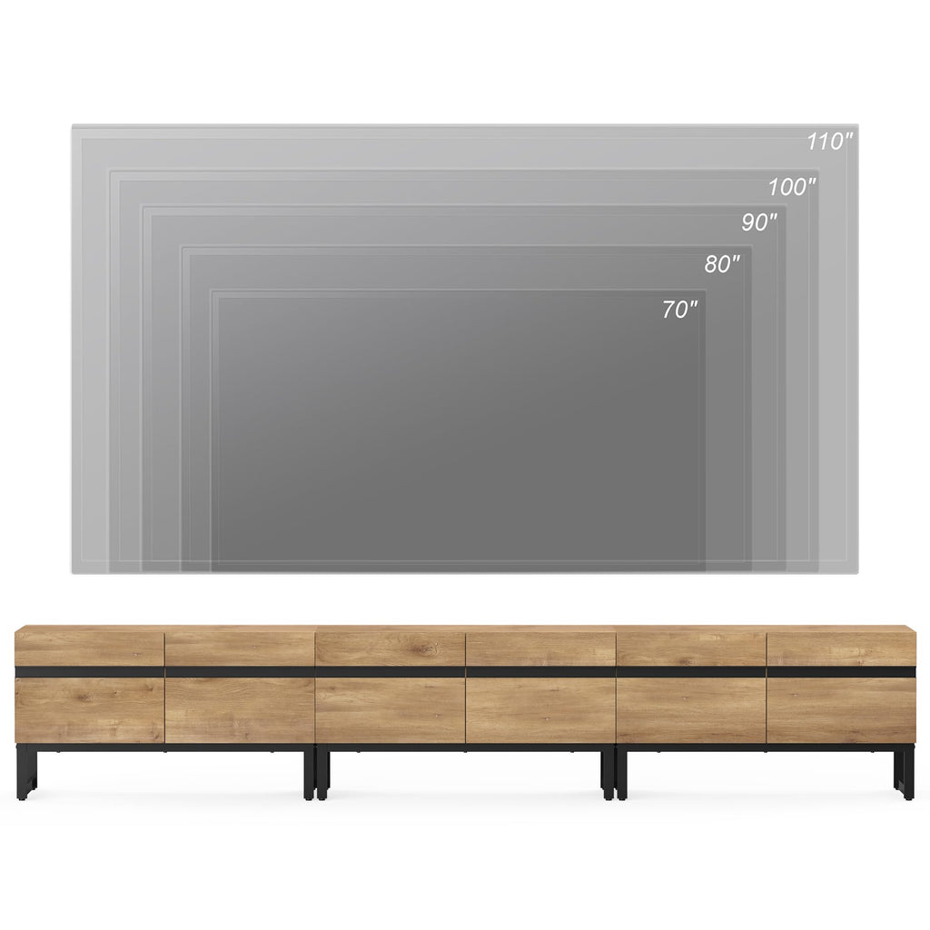 Modern TV Stand for 32-110 Inch TVs, Wood Entertainment Center with Metal Base Storage Cabinets, Media TV Console