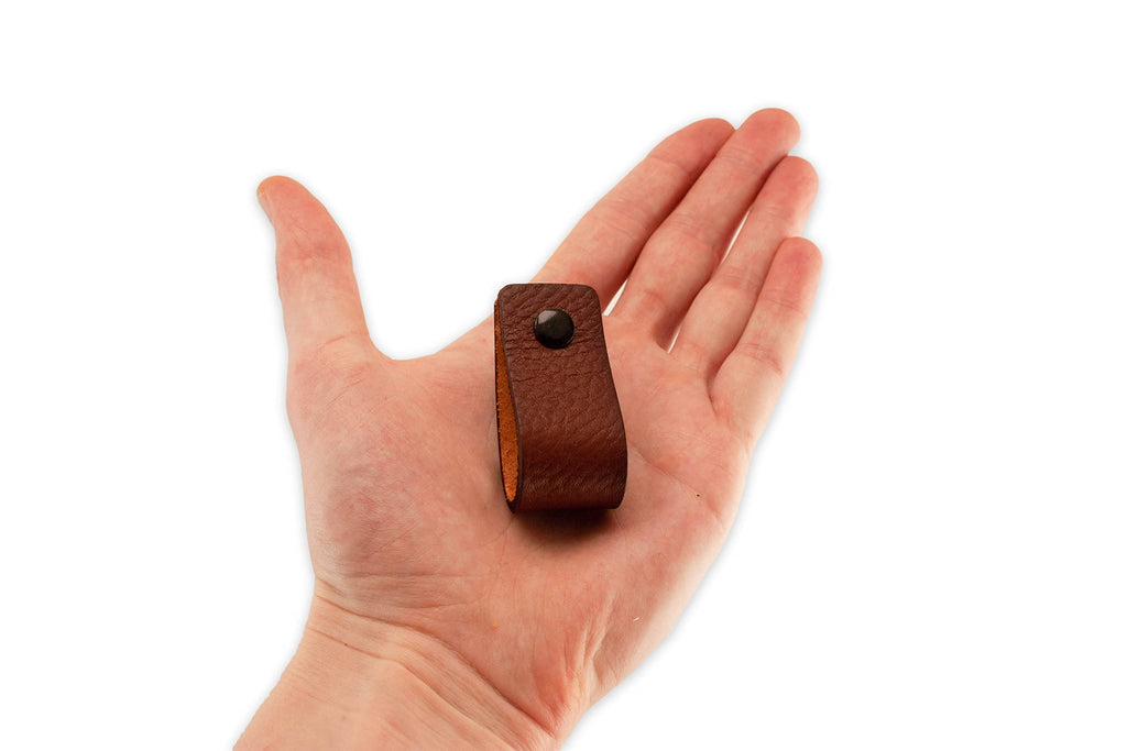 Leather Drawer Pulls - Cognac - 2 pcs - 4-15/16 x 1 '' - Leather Handle - Leather Dresser Pulls - Cabinet knobs