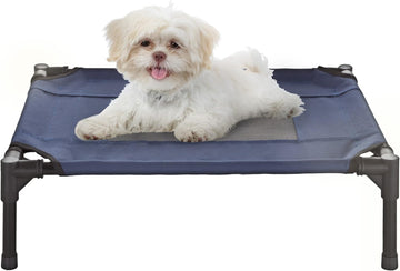 Elevated Dog Bed - 24.5x18.5-Inch Portable Pet Bed with Non-Slip Feet - Indoor/Outdoor Dog Cot or Puppy Bed for Pets