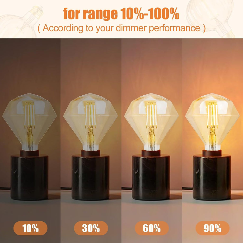 G40 Edison LED Light Bulb Dimmable 6W 600lm Equi60W E26 2700K 1PC