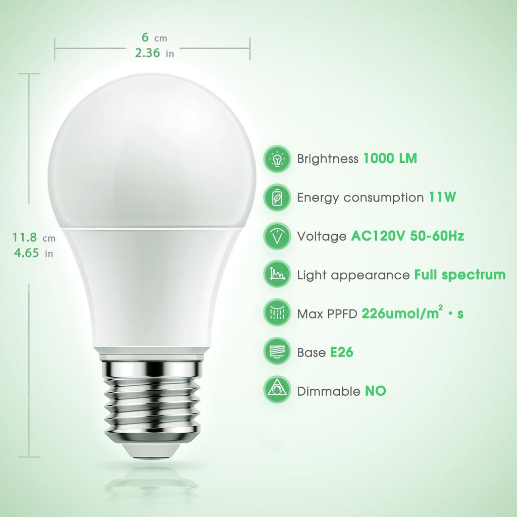 Grow Light Bulbs, LED Grow Light Bulb A19 Bulb, Full Spectrum