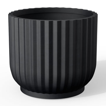 Small Round Pedestal Black Concrete Planter 11" Dia, Outdoor
