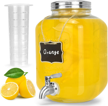 With Stainless Steel Spigot,1.2 Gallon Mason Jar Drink Dispenser,Sun Tea,Lemonade & Juice Dispenser for Parties
