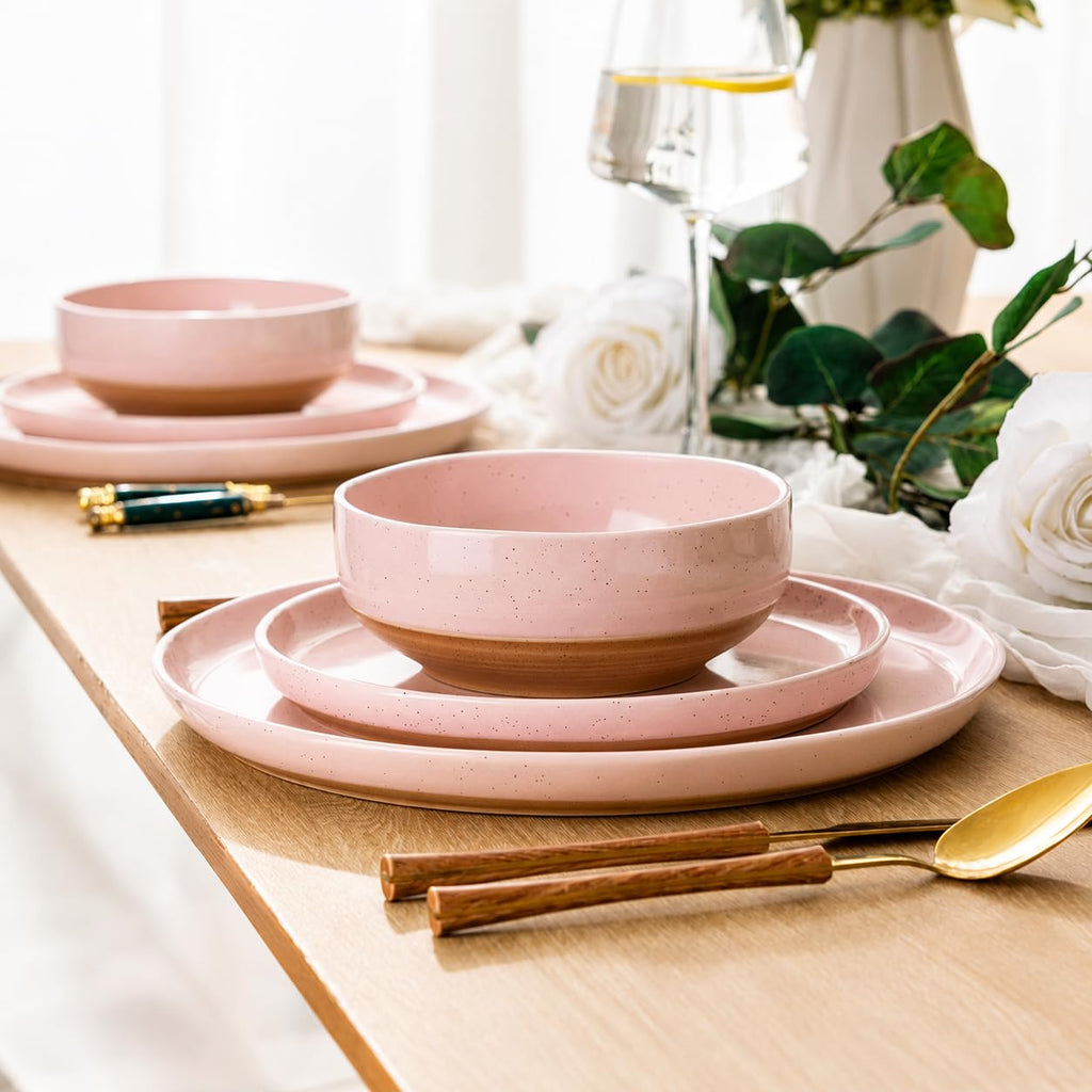 24-Piece Stoneware Dinnerware Set for 6, Plates, Pasta Bowls & Bowls