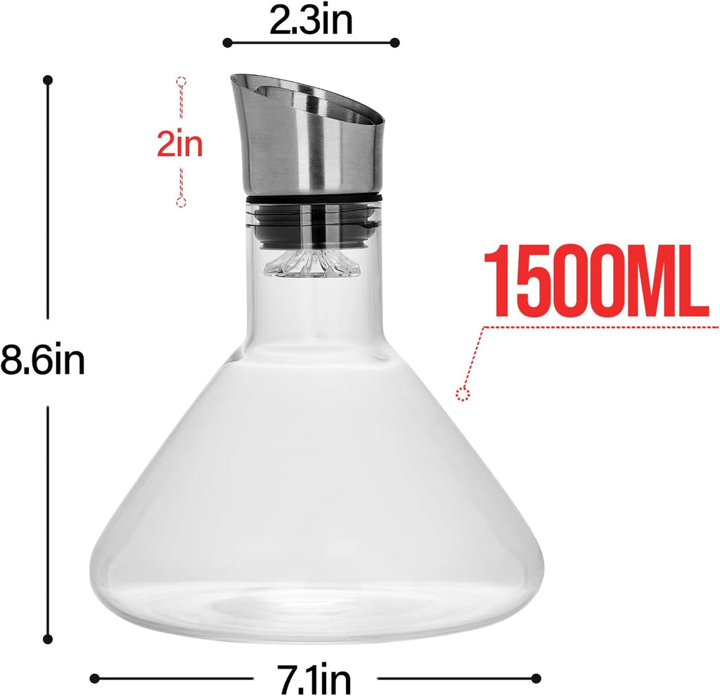 Iceberg Wine Decanter,Red Wine Carafe with Built-in-Aerator,Wine Aerator,Wine Gifts for Christmas,Stainless Steel