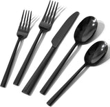 Black Silverware Set, 40-Piece Forged Flatware Set Cutlery Set Premium Stainless Steel, Service for 8