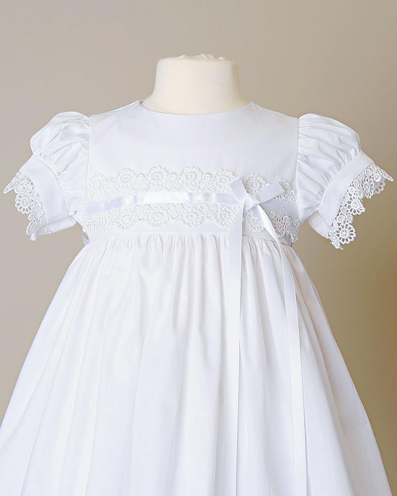 Eden Girls White 100% Cotton Piece Christening Baptism Gown