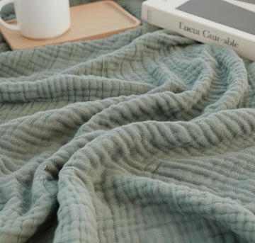 100% Organic Cotton Muslin Throw Blanket, 90"x90", Plant Dyed, Warm, Breathable Gauze Muslin Cotton