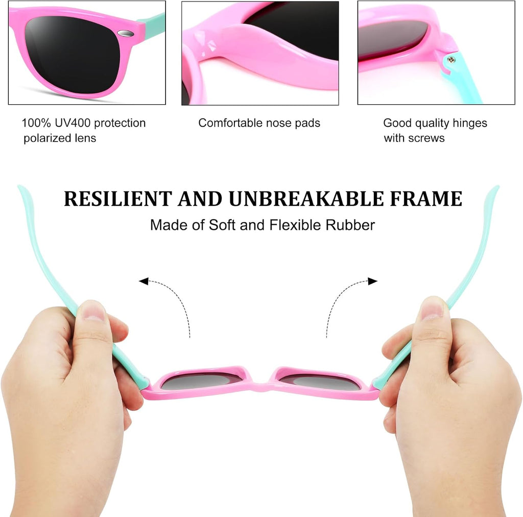 Kids Polarized Sunglasses for Girls Boys UV Protection Sun Glasses Flexible Rubber TPEE Shades for Children
