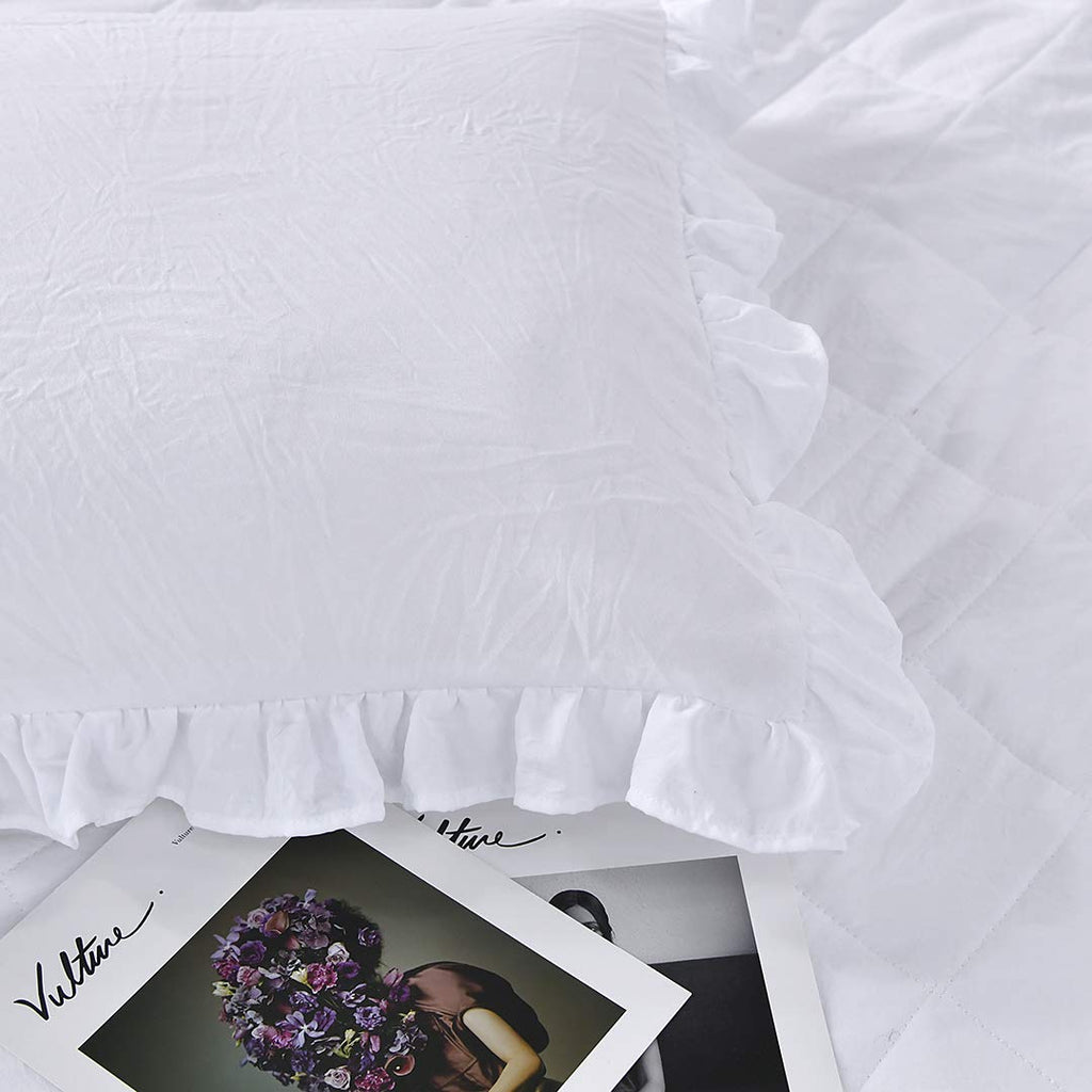 Ruffle Skirt Bedspread French Country Bedspread White 3 Piece Set
