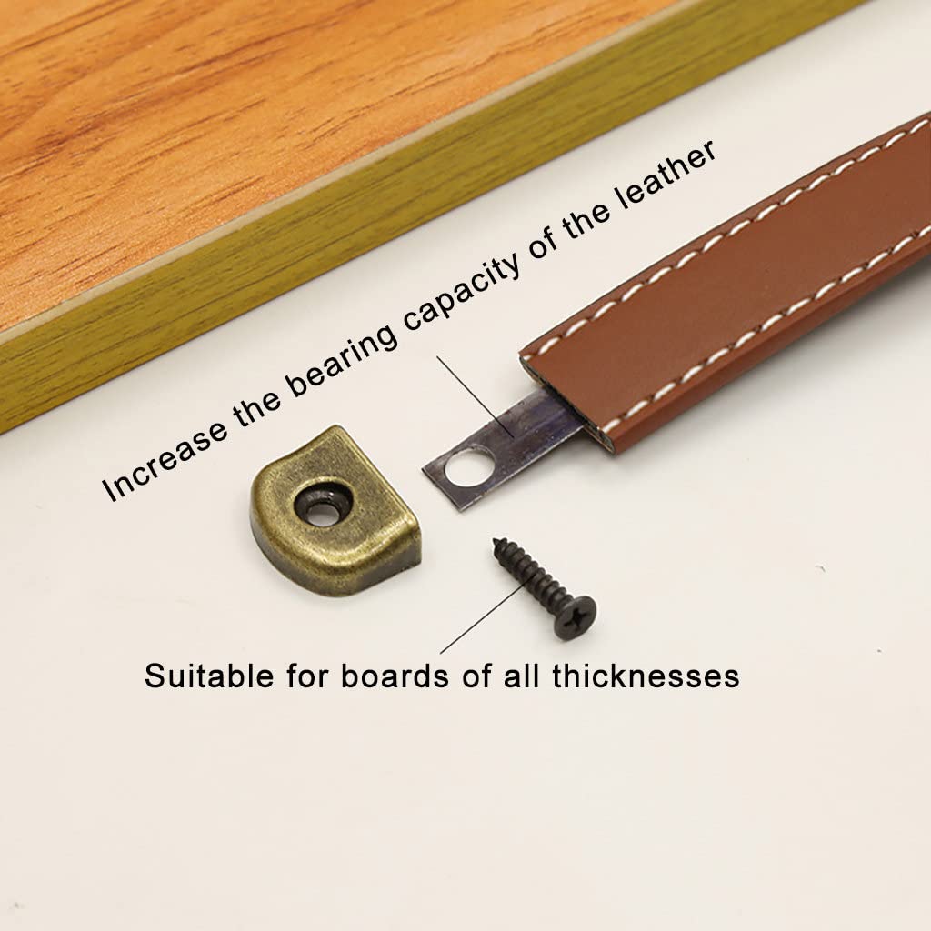 Leather Drawer Pulls with Iron Sheet Enhanced Bearing Capacity 6pcs Cabinet Pulls Wooden Box Pulls Gift Box Leather
