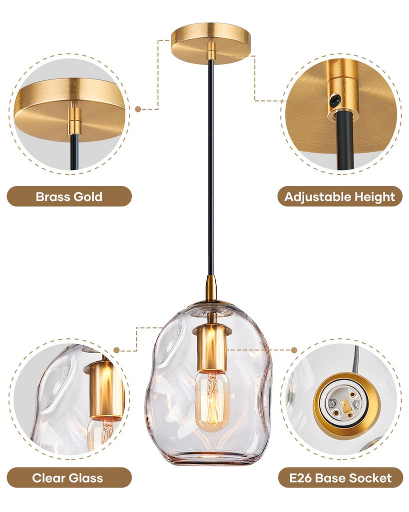 Pendant Light Kitchen Island, Organic Art Glass Globe