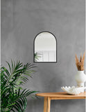 Black Arched Wall Mirror Aluminum Alloy Frame Bathroom Mirror Brushed Metal Vanity Wall Mounted Mirror Bedroom