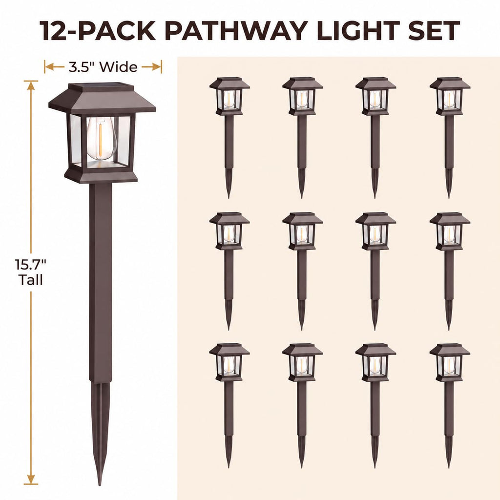 Solar Outdoor Lights, 12 Pack Solar Pathway Lights Waterproof, Landscape Lighting for Path Walkway Lawn Garden Yard