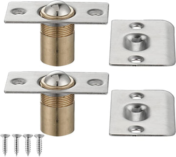 Closet Door Ball Catch Hardware, Stainless Steel Catch Adjustable with Strike Plate, Brushed Satin Finish 2 Pack