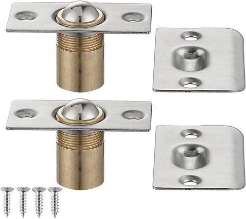 Closet Door Ball Catch Hardware, Stainless Steel Catch Adjustable with Strike Plate, Brushed Satin Finish 2 Pack