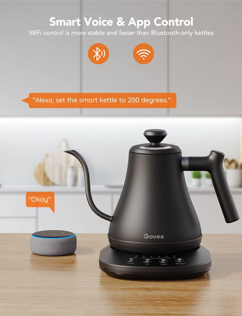 Smart Electric Kettle, WiFi Variable Temperature Gooseneck Tea Kettle | Pour Over Kettle and Electric Tea Kettle
