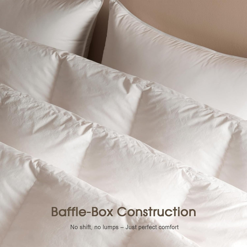 Feather and Down Fibres Comforter Queen - 100% Organic Cotton, Quill-Free & Ethical