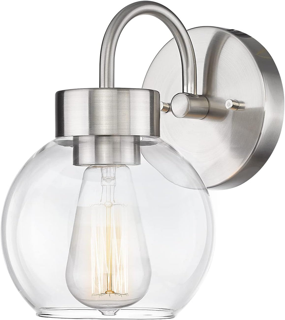 Bathroom Light Fixtures Over Mirror, 1-Light Brushed Nickel Wall Sconces, Modern Vanity Light Porch Lamp