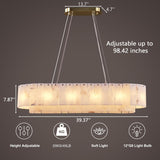 Alabaster Rectangular Chandelier for Dining Room, L39in Gold Large Chandeliers, Marble Modern Pendant Light Fixture for Living Room, Bedroom,Dining Table,Kitchen Island A125-B0DPFPW6X8