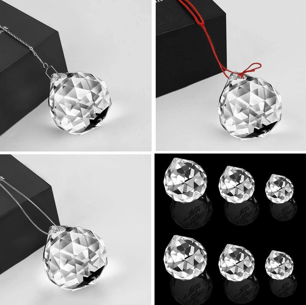 6 Pcs Clear Crystal Ball Prism Sun Shine Catcher Rainbow Pendants Maker, Hanging Crystals Prisms for Windows
