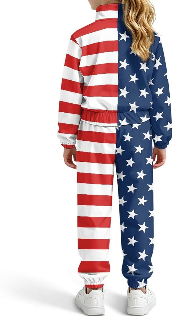 2 Piece Crop Tracksuit Set Zip Up Jacket & Pants Sweatsuit