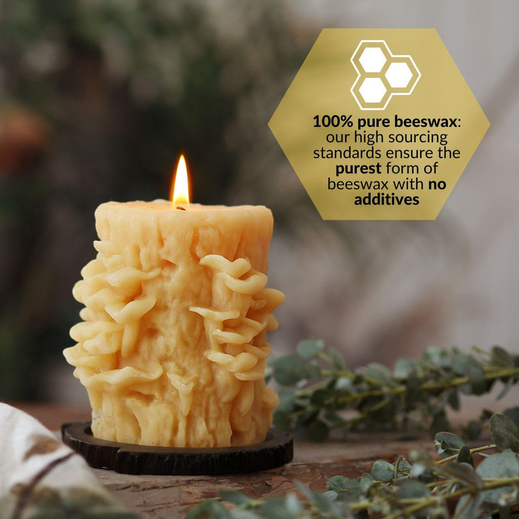 Beeswax Oyster Mushroom Candle, 4 x 3.25in