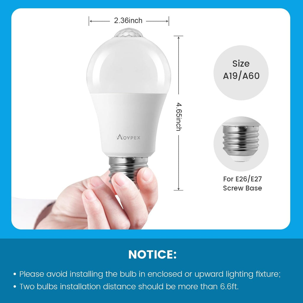 Motion Sensor Light Bulbs, 13W(100W Equivalent) Movement Activated Dusk to Dawn Sensor LED Bulb, A19 E26 5000K Cool