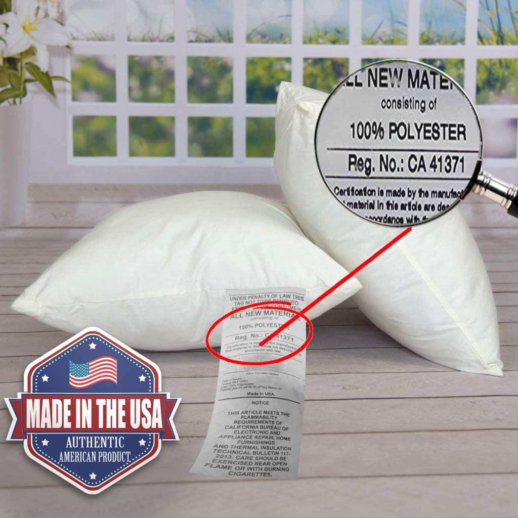 2 Pack Pillow Insert 16x16 Hypoallergenic Square Form Sham Stuffer Standard White Polyester Decorative Euro Throw