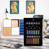 4.5 Cu.ft Beverage Refrigerator and Cooler,145 Can Mini Fridge Glass Door with D