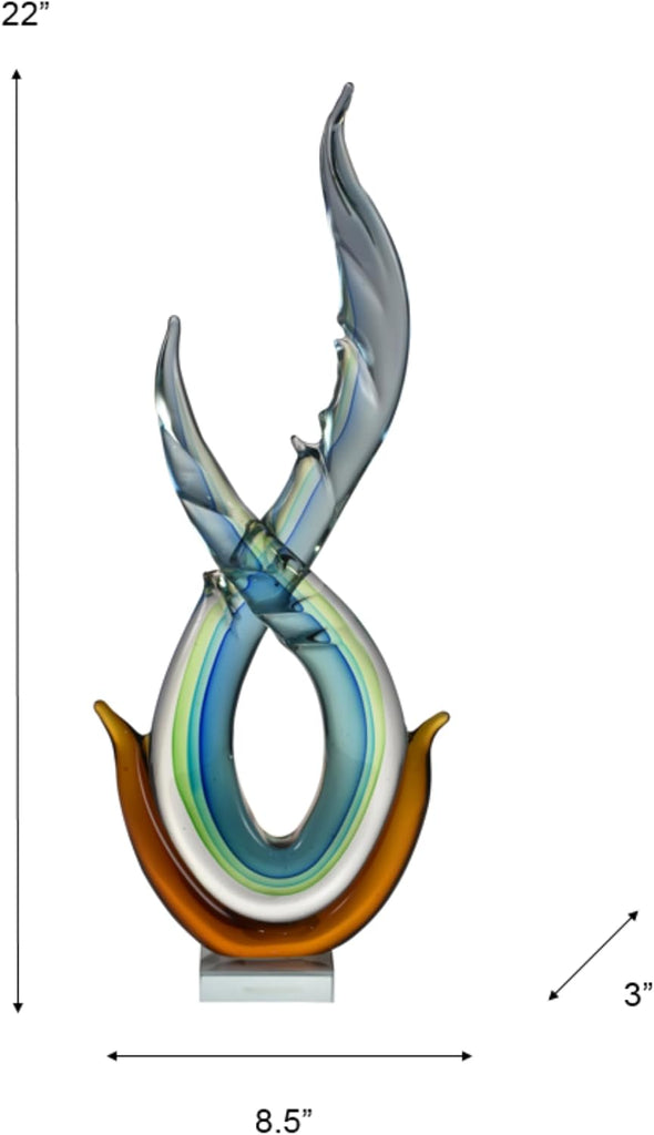 Aqua Handcrafted Art Glass Sculpture