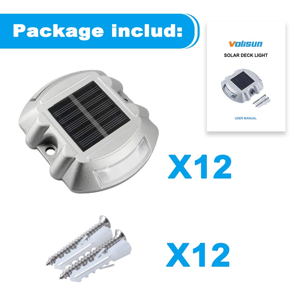 Solar Deck Driveway Dock Lights,Solar Pathway Lights,White 8 Pack
