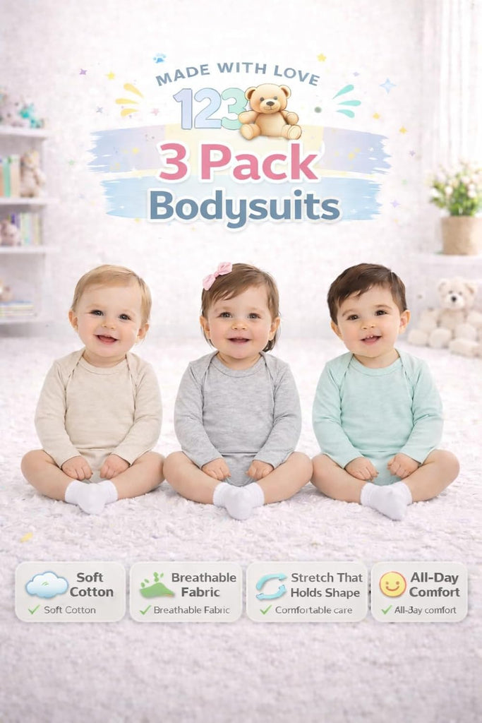 Baby Long-Sleeve Bodysuits Multipack, Boy Girl, to