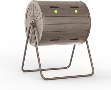 Dual Chamber Tumbling Composter, 43 Gallon Outdoor Tumbling Composter, Rotating Design with Renovate Doors and Steel