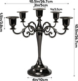 5 Arm Black Candelabra, Candelabra Candle Holder, 10 Inch Tall Candlesticks Holder, Elegant Taper Candle Holder
