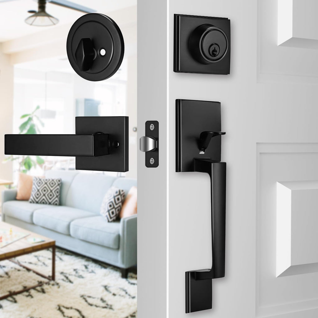 Front Door Handle and Deadbolt Set, Exterior Front Door Lock Set