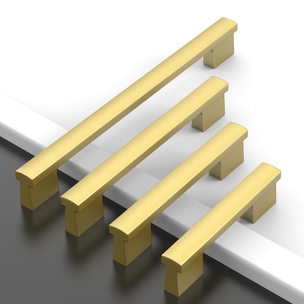 10 Pack Brushed Gold Cabinet Pulls 5 Inch(128MM) Hole Centers Kitchen Cabinet Handles Hardware