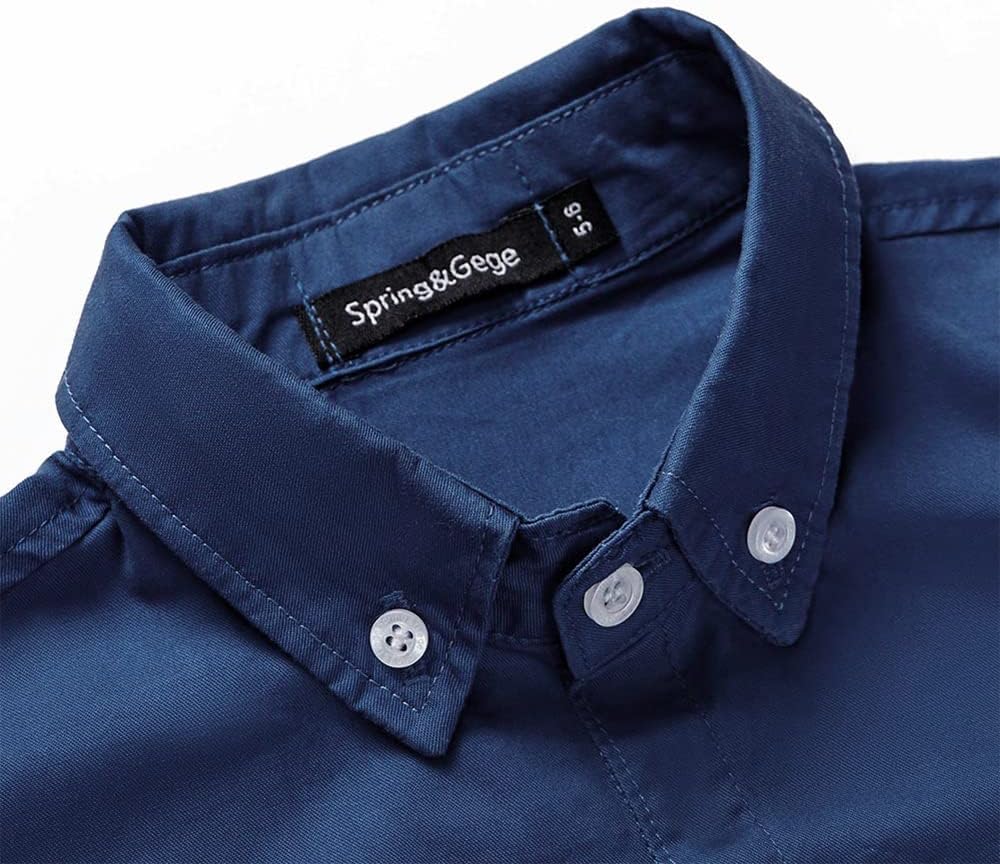 Boys Long Sleeve Uniform Woven Twill Button Down Shirt