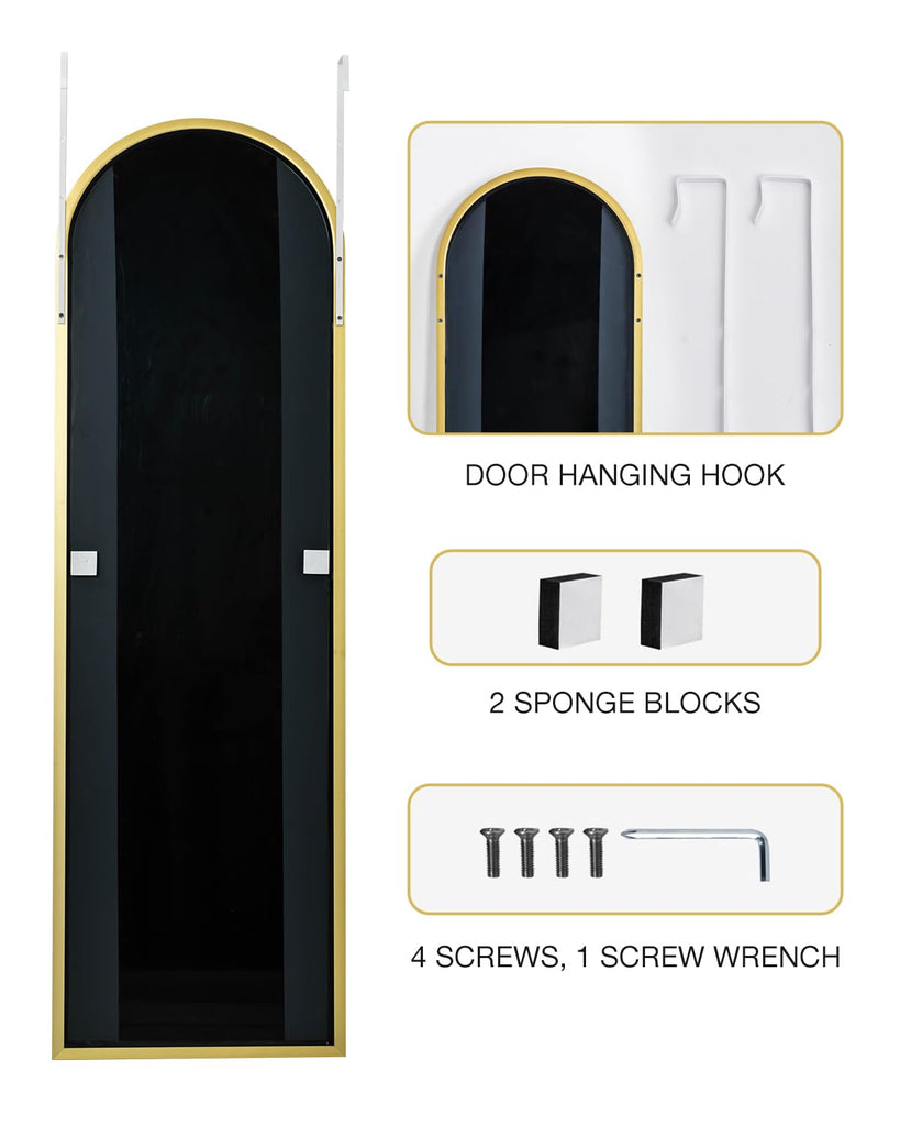 Full Length Over The Door Mirror, 48"x14" Bathroom Gold Mirror, Long Mirror Living Room