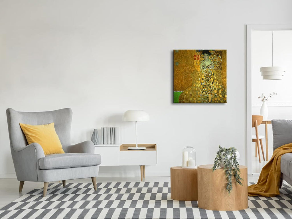 Portrait of Adele Bloch-Bauer I,1907 by Gustav Klimt Famous Paintings Canvas Wall Art Bedroom Wall Decor Canvas