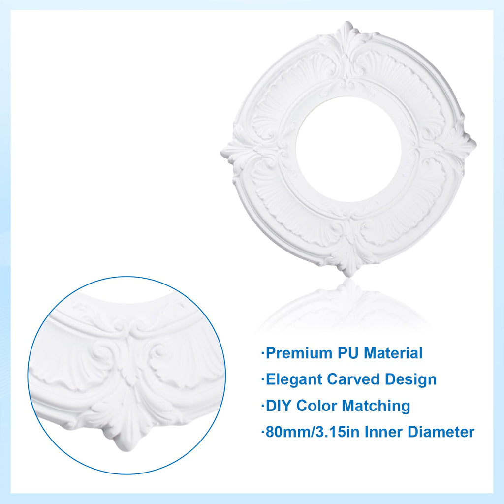 1Pack Lighting PU Ceiling Medallion Ceiling Cover Plate Ceilings Fan Medallion Home for Light Fixtures Ceiling Light