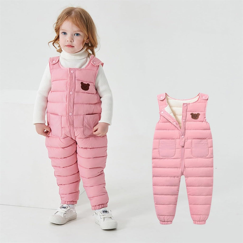 Toddler Snow Pants Boys Girls Winter Warm Puffer Zip Up Kids Snow Suit Bibs