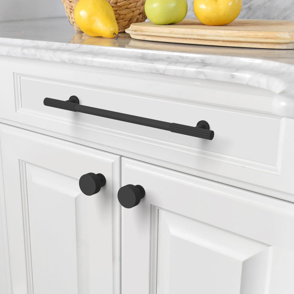 6 Pack 6.3 inch Matte Black Kitchen Cabinet Handles