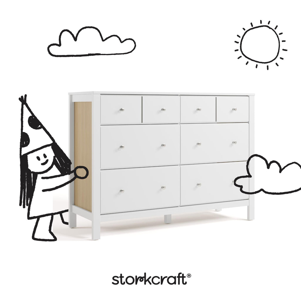 Horizon 6 Drawer Dresser, White with Driftwood