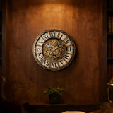 18 Inch Wall Clock with Moving Gears, Oversized Large Industrial Steampunk Decoration