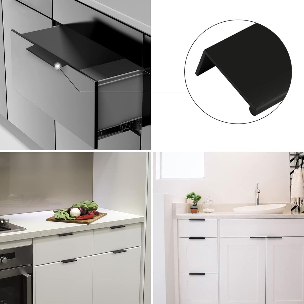 24 Pack 5" Cabinet Pulls Black Finger Pulls for Cabinets