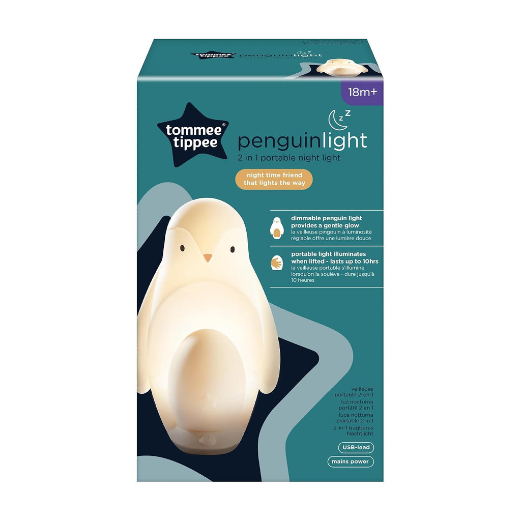 Penguin 2 in 1 Portable Nursery Night Light, White