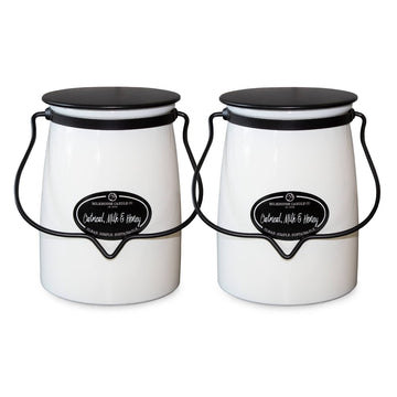 Oatmeal Milk and Honey 2-Pack Butter Jar Candles | 22oz Glass Jar Scented Candles for The Home | Farmhouse Home Decor