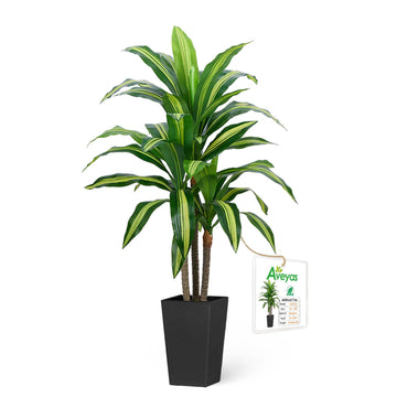 4ft Artificial Dracaena Tree Decor, 4 ft Real Touch Large Faux Plant Fake Silk Floor Trees with Pot for Indoor